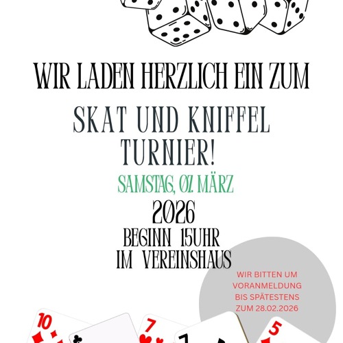 Skat- und Kniffelturnier am 07.03.26